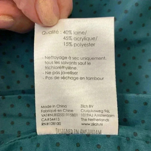 Zilch  Amsterdam Thick Wool Blend Skirt, Gorgeous Fabric, Side Zipper, Size S - Picture 7 of 10